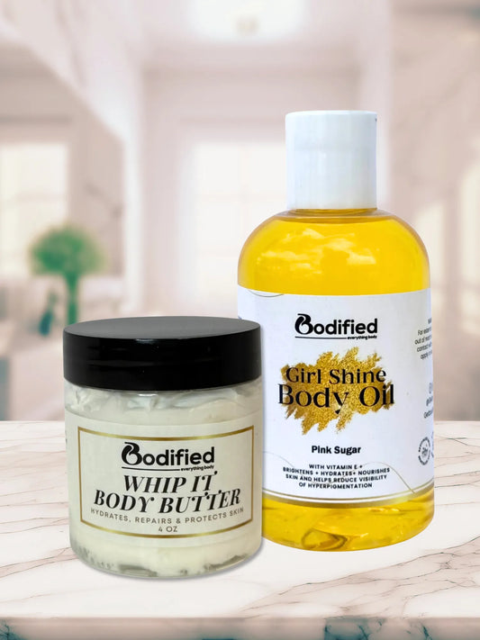 Bodified Body Bundle - Whip It Body Butter and Pink Sugar Girl Shine Oil