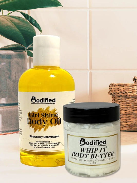 Bodified Body Bundle - Whip It Body Butter and Strawberry Champagne Girl Shine Oil